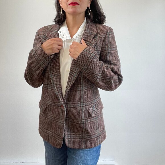 Vintage Poly/Wool Tweed Check Blazer - Size M - Picture 4 of 15